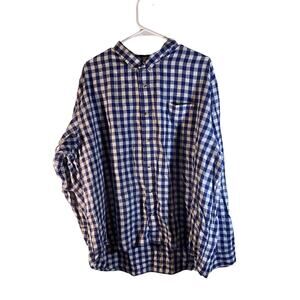 Wrangler Mens M Shirt Flannel Blue Plaid Button Up Pockets Long Sleeve 3XL